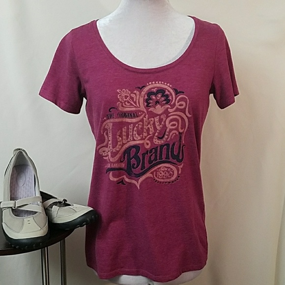 Lucky Brand Tops - LUCKY BRAND Dark pink graphic t-shirt